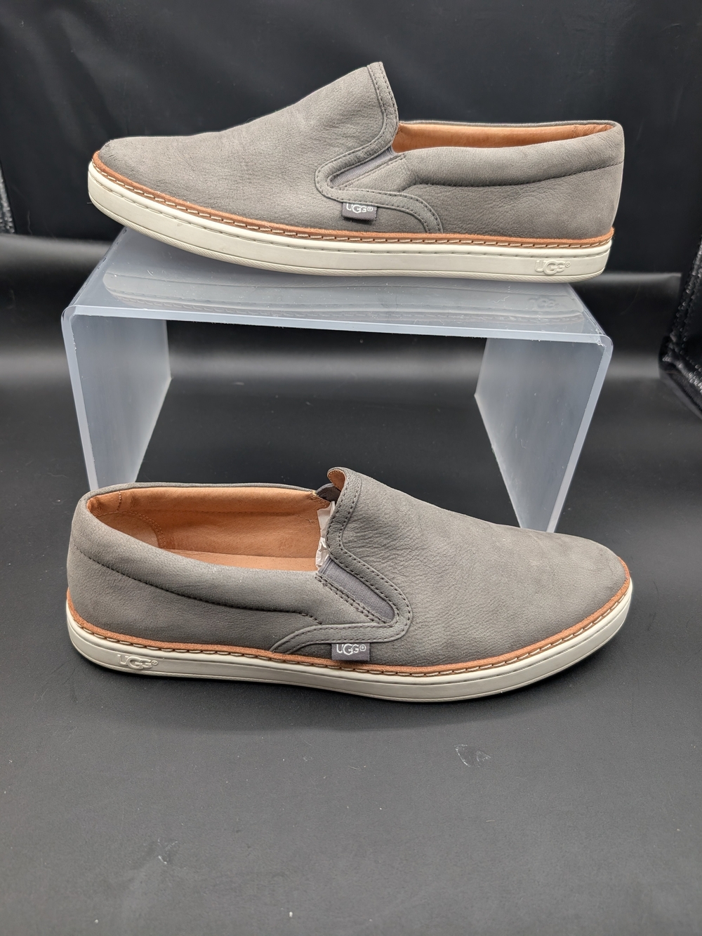 UGG Men’s Grey Slip-On Leather Casual Shoes